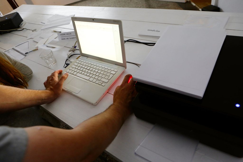myspam — at the laptop during the opening