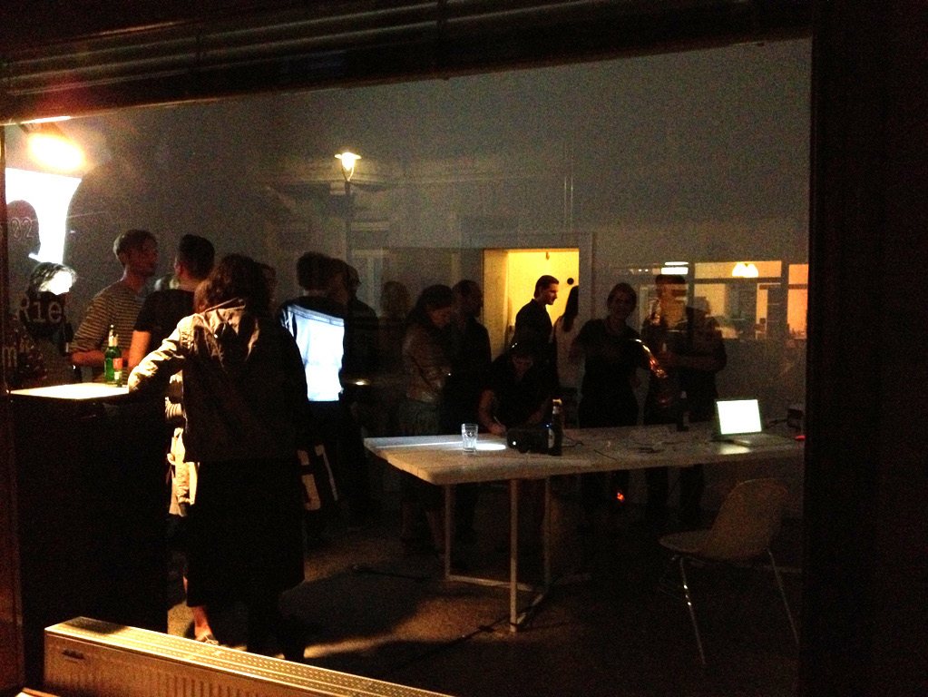 Myspam — view through the gallery window during the happening