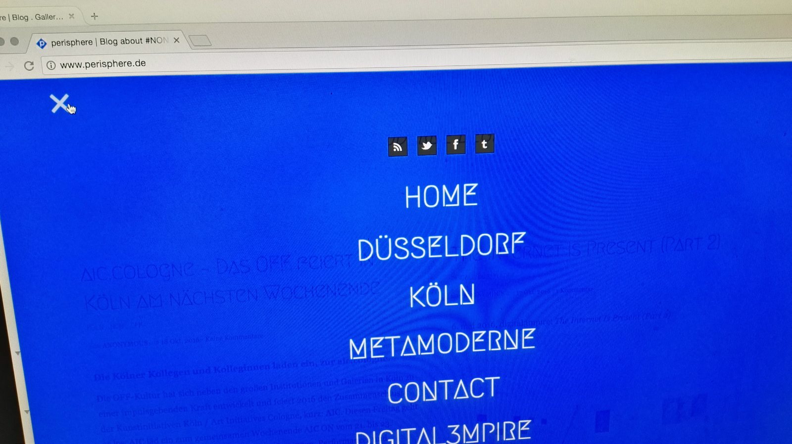 perisphere.de — the blue interface on screen